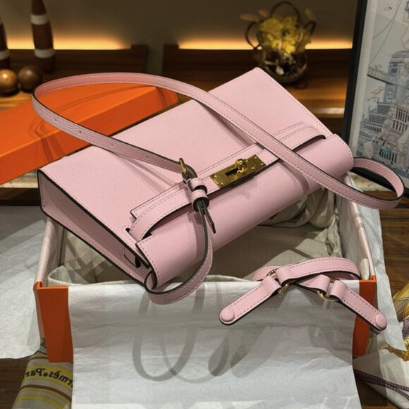 pink Genuine Leather Envelope/Baguette Bag | Includes Box & Dust Bag - Picture 2 of 6